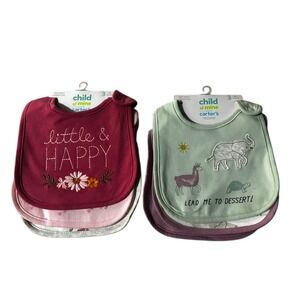 Carter's Baby Bibs 6 Pack Girls Cute Animals Floral Shower Gift New